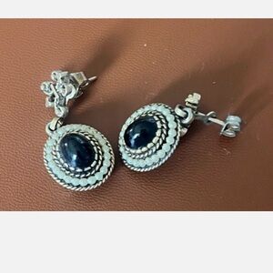 Vintage Avon Gold Earrings with Black Stones & Pearls